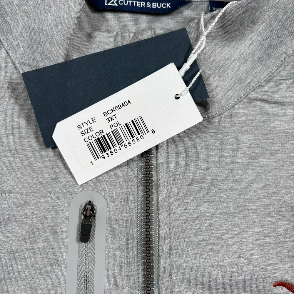 Cutter & Buck Shirt Mens 3XT Gray Moisture‎ Wicking Sun Protection Quarter Zip